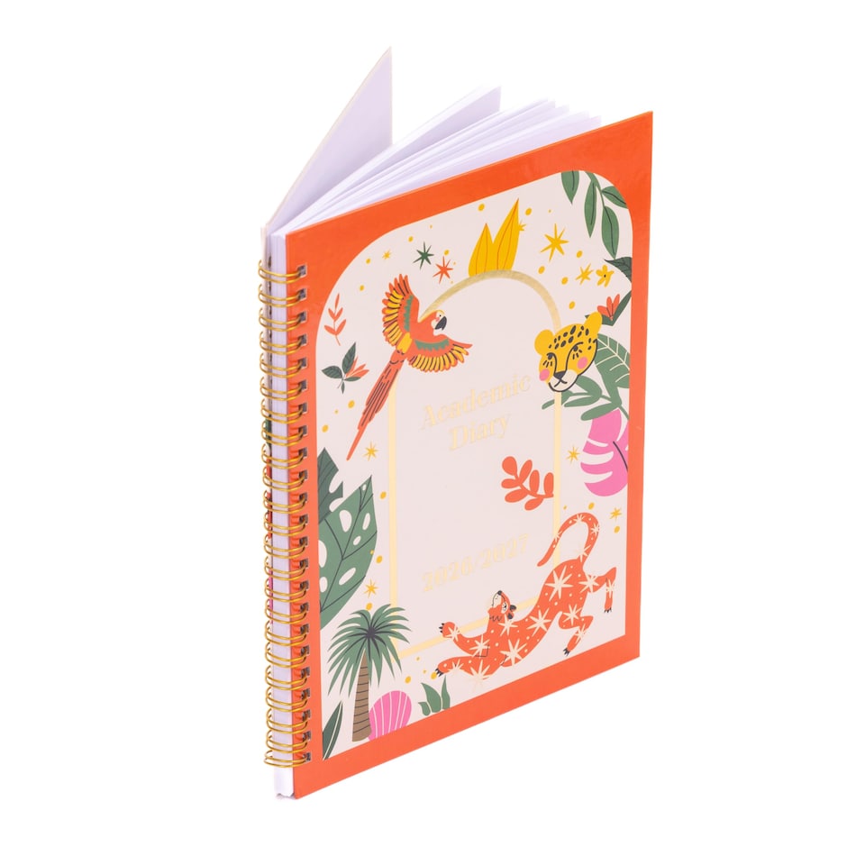 image 1 of 2026 - 2027 Academic Diary A5 Week to View - Spiral Bound Mid Year Planner Aug 2026 to Jul 2027 - Hardback | Cream | Trop