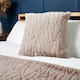 image 1 of BHS Luxury Embossed Rabbit Faux Fur Cushion, Beige Brown | Beige