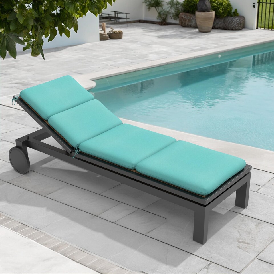 image 1 of Sunbrella Comfortable Rectangle Lounge Chair Cushion Pack of 1, back cushion 22.5 in W x 28 in H x 3 in D, Canvas Aruba