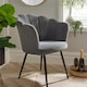 image 4 of Boucle Fabric Scallop Shell Chair Wing Back Armchair Sofa | Grey