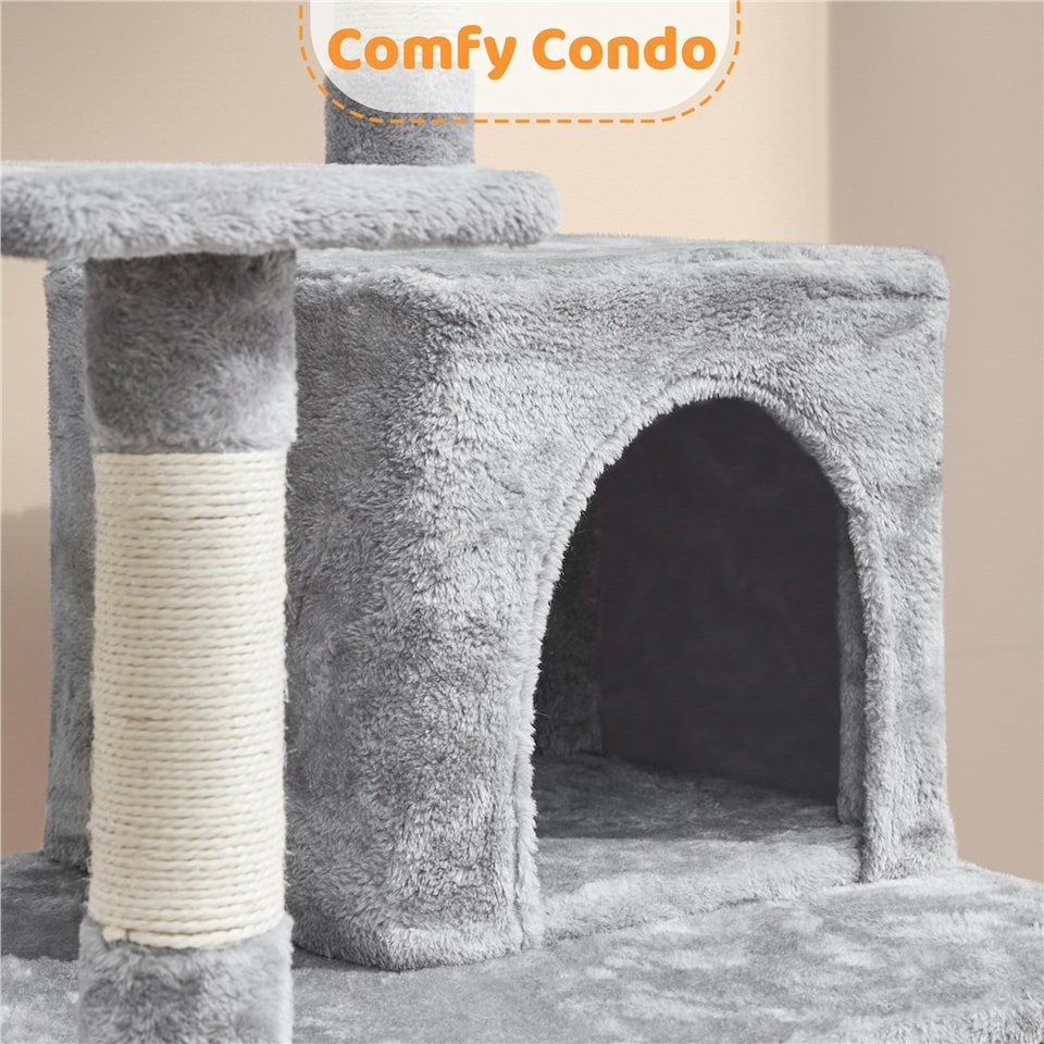 image 1 of Yaheetech Multilevel Plush Kitten Tree Condo Light Grey