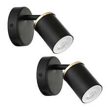 Set of 2 Larbert - Black Adjustable Wall or Ceiling Spotlight