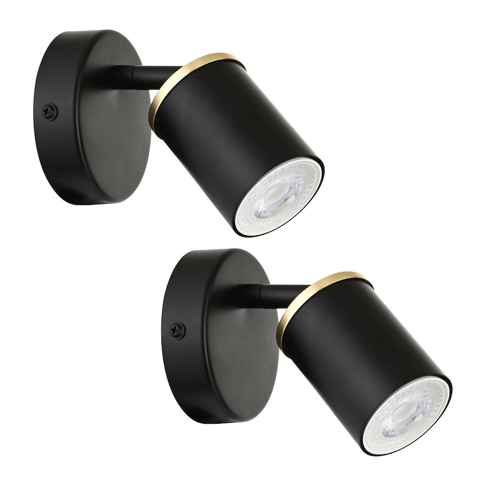 image 1 of Set of 2 Larbert - Black Adjustable Wall or Ceiling Spotlight