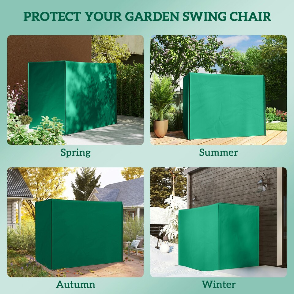 image 1 of Outsunny 3 Seater Garden Swing Cover, Windproof and Anti-UV Black