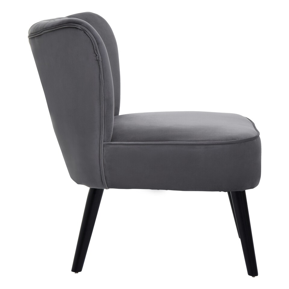 image 1 of Interiors by Premier Grey Velvet Chair, Curved Back Accent chair, Easy to Assemble Borg Chair, Comfy Office Chair