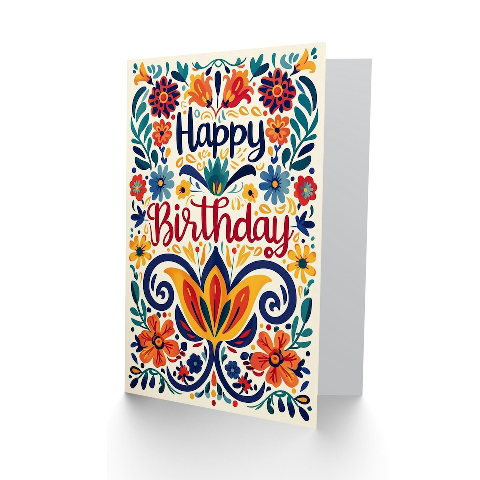 image 1 of Bright Floral Letterpress Pattern Woman Her Birthday Card