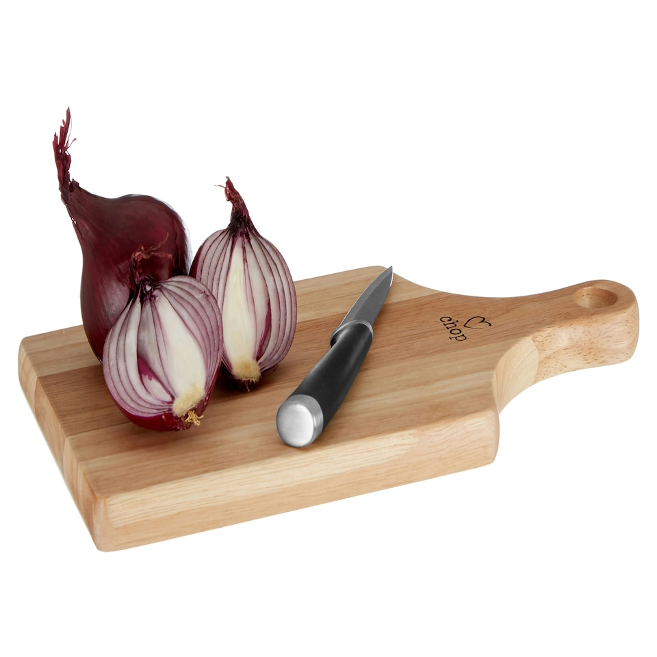image 1 of Interiors by Premier Small Rubberwood Paddle Chopping Board, Cutting Board for Kitchen, Stylish Natural Wood Chopping Board