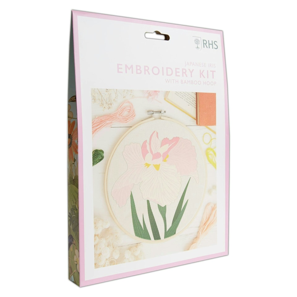image 1 of RHS Embroidery Kit, Japanese Iris, Multicoloured, 21cm