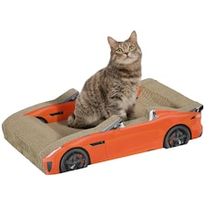 PawHut Car-shaped Cat Scratcher Cardboard 2 in 1 with Catnip, Red