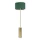 image 3 of ValueLights Lexy Forest Green Fabric Drum Shade with Antique Brass Dimmable Floor Lamp with LED Bulb
