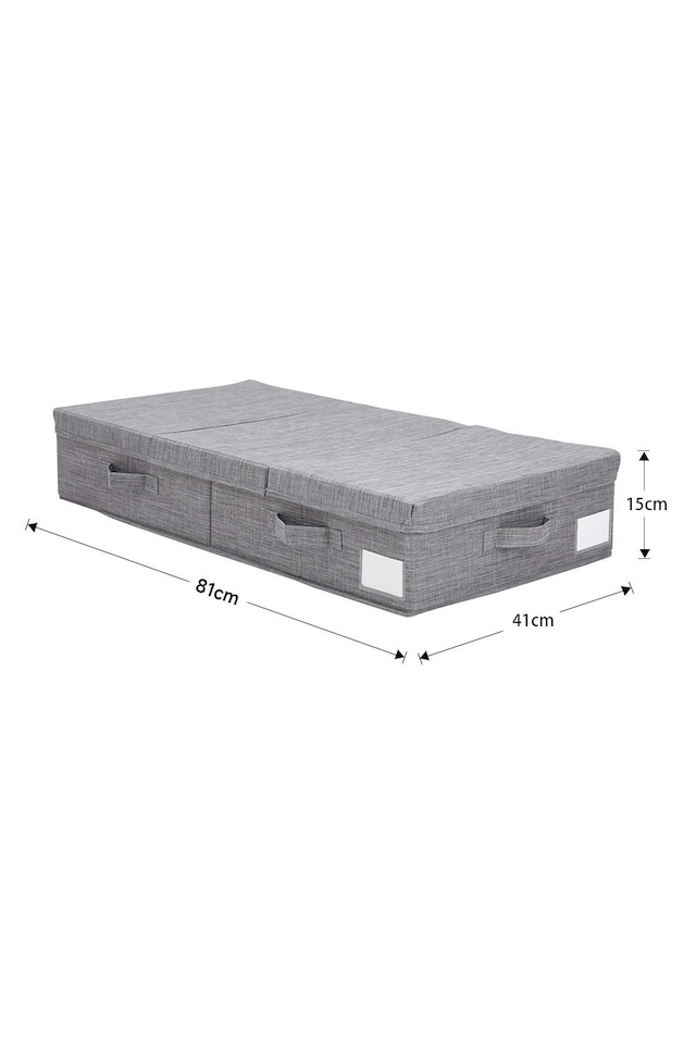 image 1 of Living and Home Fabric Under-Bed Clothes Organizer with Lid | Grey