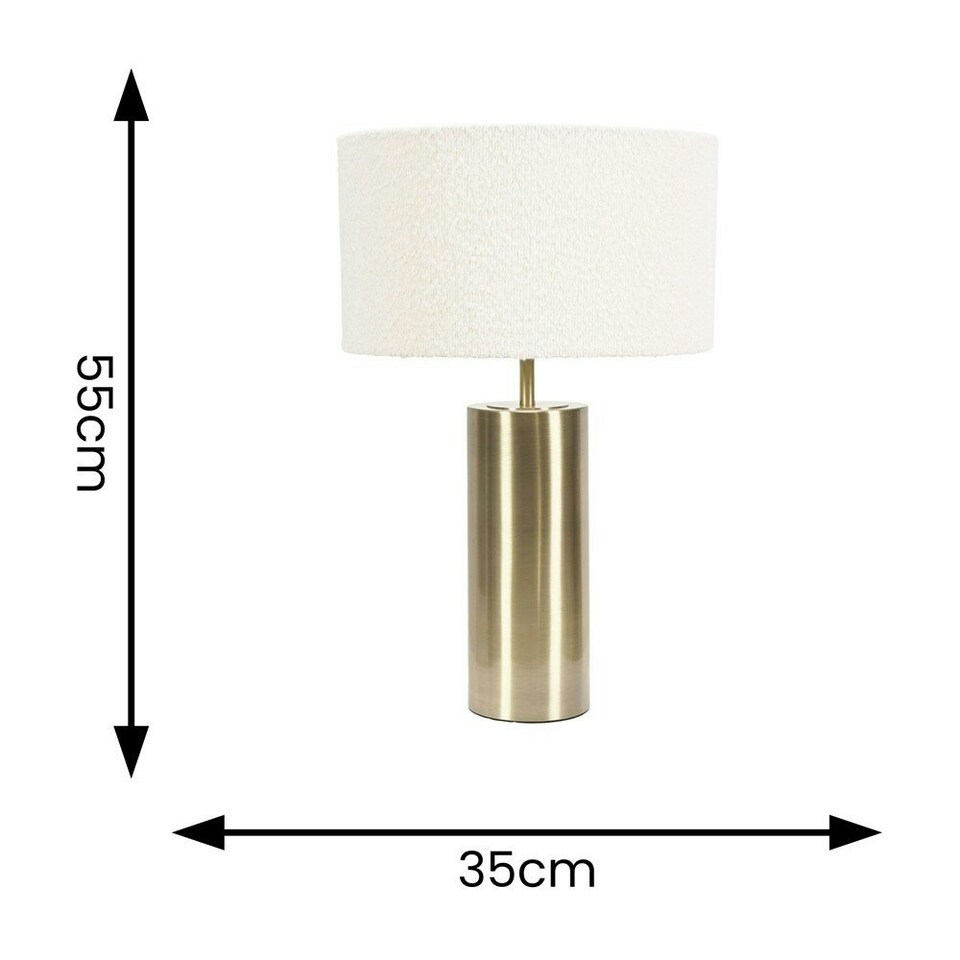 image 1 of ValueLights Lexy Antique Brass Touch Table Lamp with Cream Boucle Shade