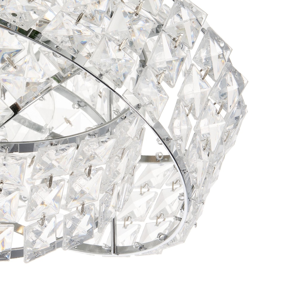 image 1 of Designer Chrome Plated Triple Ring Pendant Shade with Square Beads | Chrome | Chrome | 1
