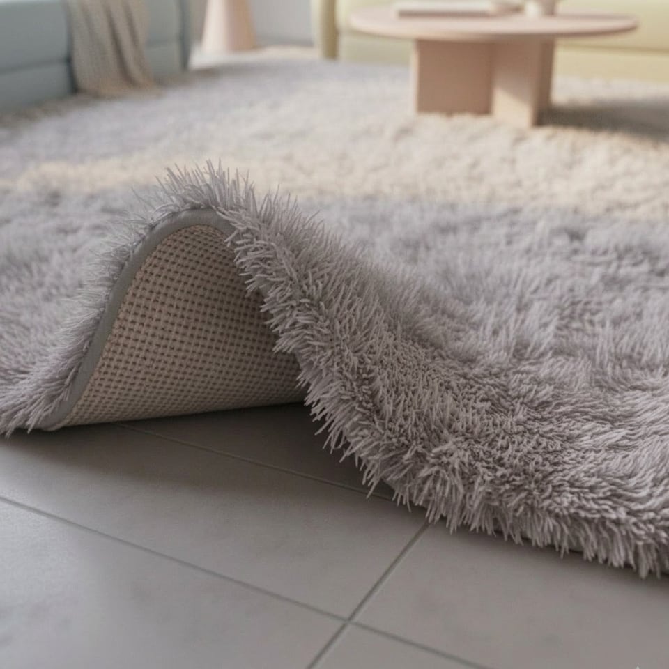 image 1 of Shaggy Fluffy Rug Ultra Soft Plush Modern Floor Rug Non Slip Reverse | Silver | 160 x 230cm