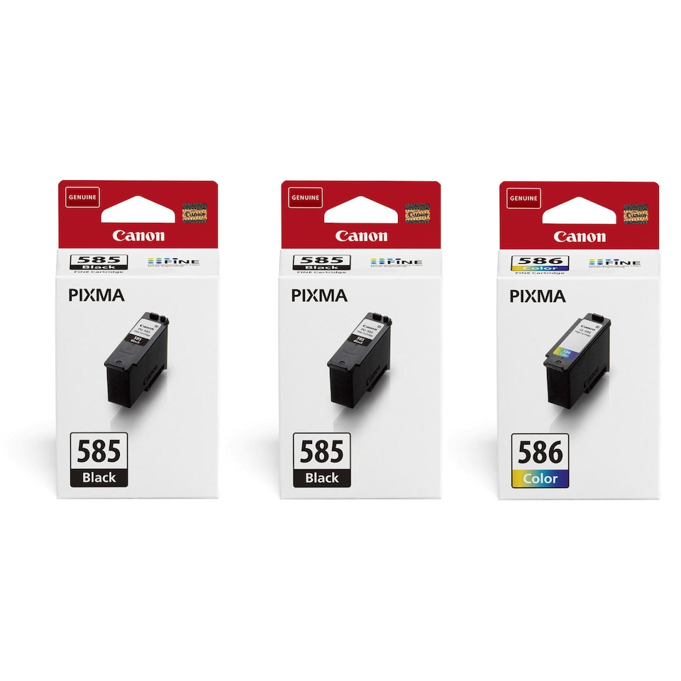 image 1 of 2x Canon PG585 Black & 1x CL586 Colour Genuine Ink Cartridge