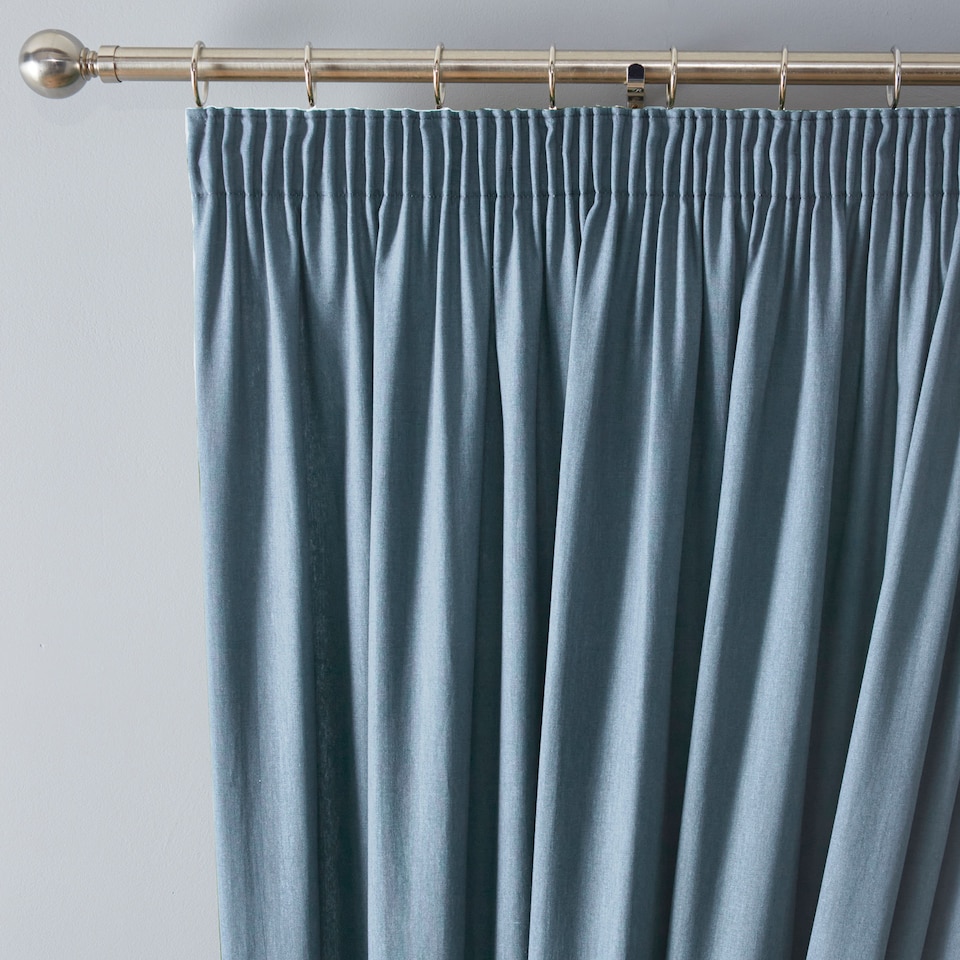 image 1 of Fusion Dijon Pencil Pleat Curtains Blue