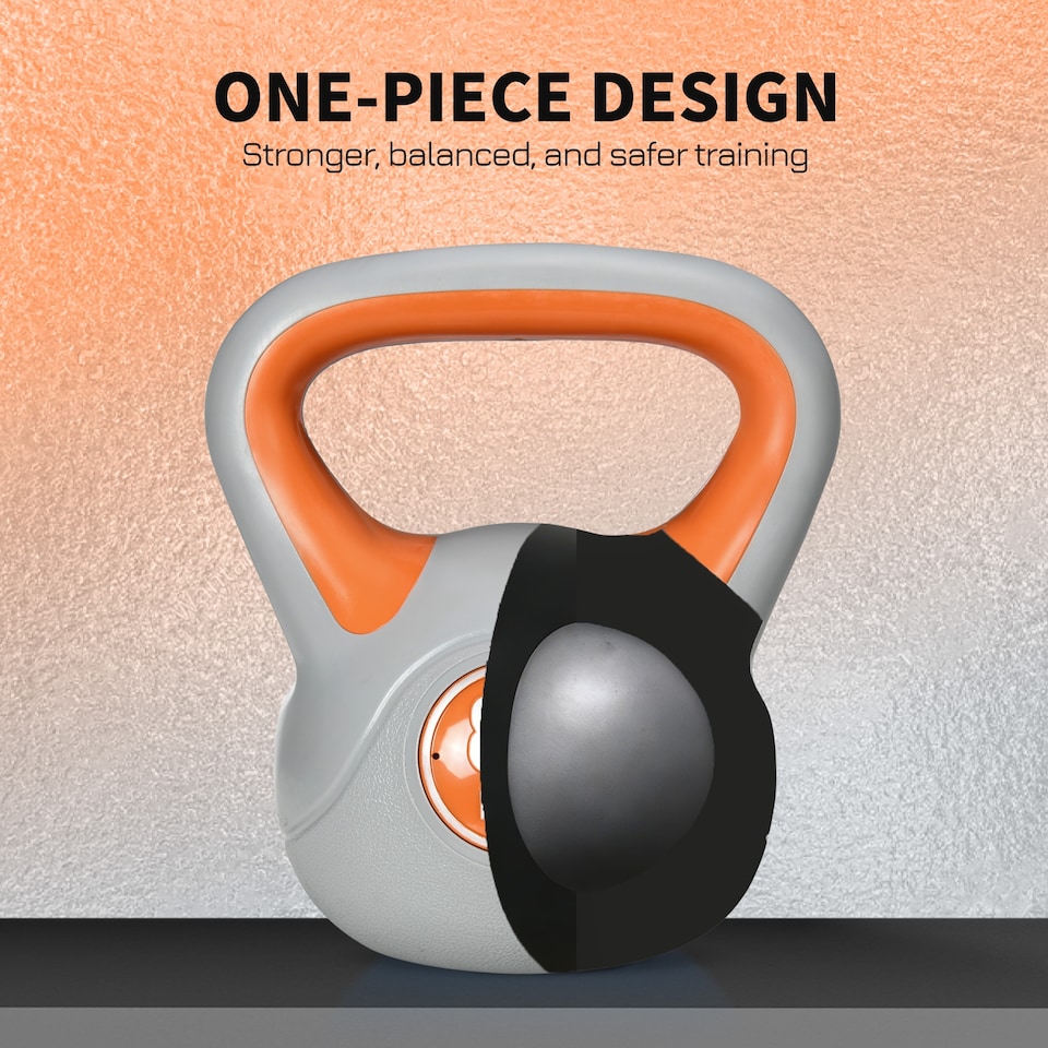 image 1 of SPORTNOW 8kg Kettle Bell with Handle for Home Gym, Orange and Grey | Orange | Orange