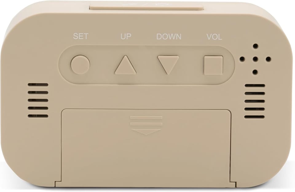 image 1 of Acctim Kyle Digital Alarm Clock, LCD Digital Display with White Backlight, Snooze Function, Volume Control | Cream | Sandstone