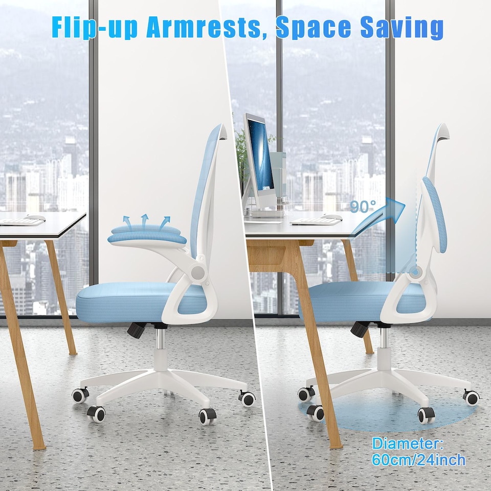 image 1 of Rattantree Ergonomic Office Chair with Flip Up Armrests & Lumbar Support