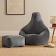 image 1 of Dalton Cord Adults Bean Bag Recliner and Pouffe, Ready Filled Beanbag and Footstool Grey | Grey | Charcoal Grey | 1