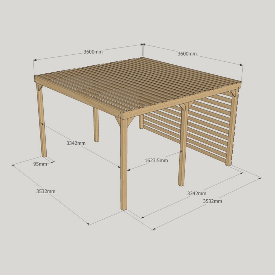image 1 of Shade Pergola - Wood - L360 x W360 x H270 cm - Rustic Brown