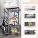 image 3 of HOMCOM Rolling Kitchen Cart, Utility Storage Cart with 4 Basket Drawers & Side Racks, Wheels for Dining Room, Grey