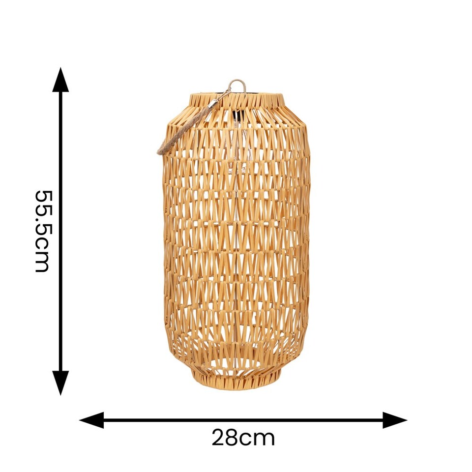 image 1 of ValueLights Solar Powered Outdoor Natural Rope Lantern Garden Light Floor Lamp | Cream