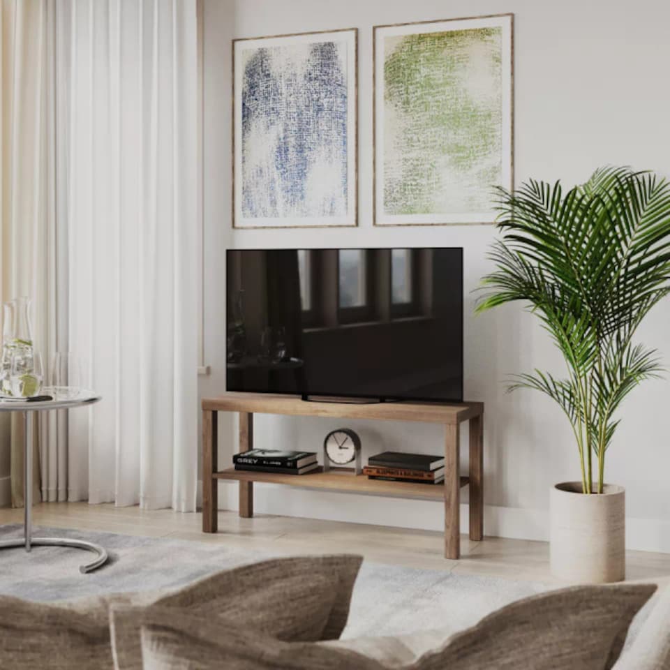 image 1 of URBNLIVING 2 Tier TV Bench Entertainment Media Stand 90cm | Multi | Oak | 1