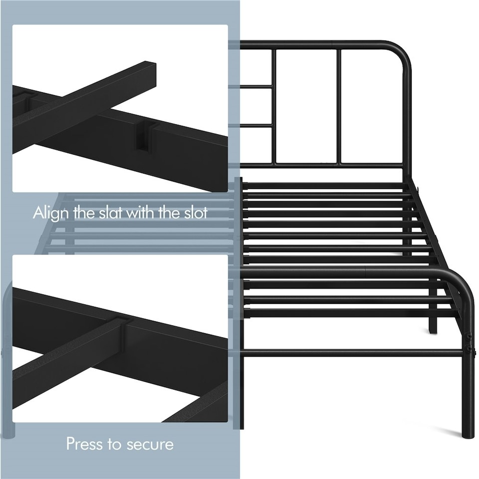 image 1 of Yaheetech Romantic 4ft6 Double Metal-Framed Bed with High Headboard Black