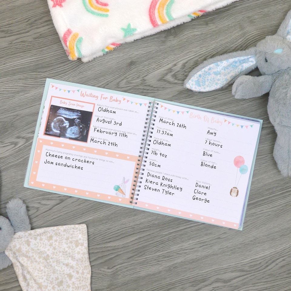 image 1 of Baby Keepsake Journal Milestone Memory Record Book Photo Album Newborn Christening Gift