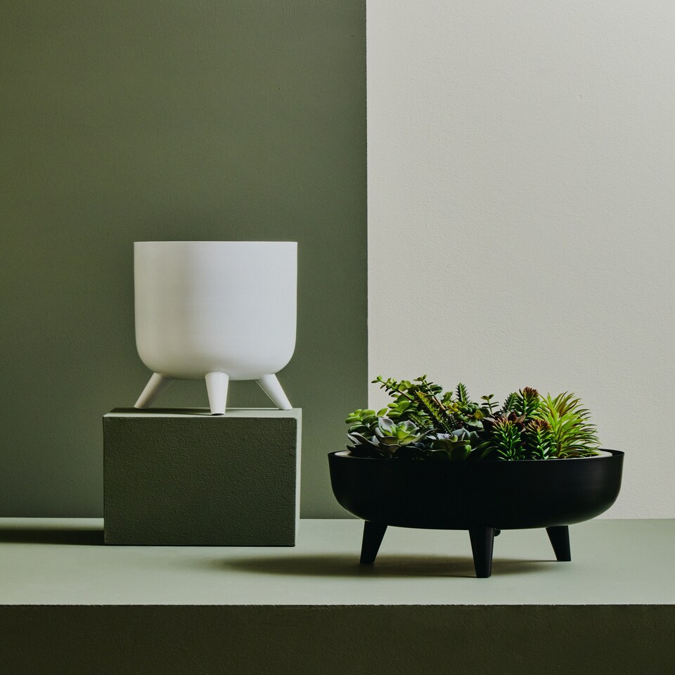 image 1 of Interiors by Premier Elegant Design Black Planter, Durable Construction Of Garden Pot, Portable Lightweight Outdoor Garden Pot Black