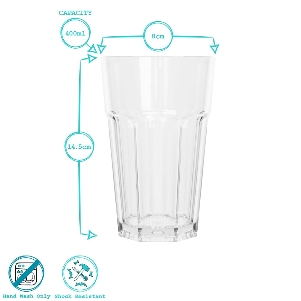 image 1 of Argon Tableware Reusable Plastic Highball Glasses - 400ml - Pack of 6 Clear