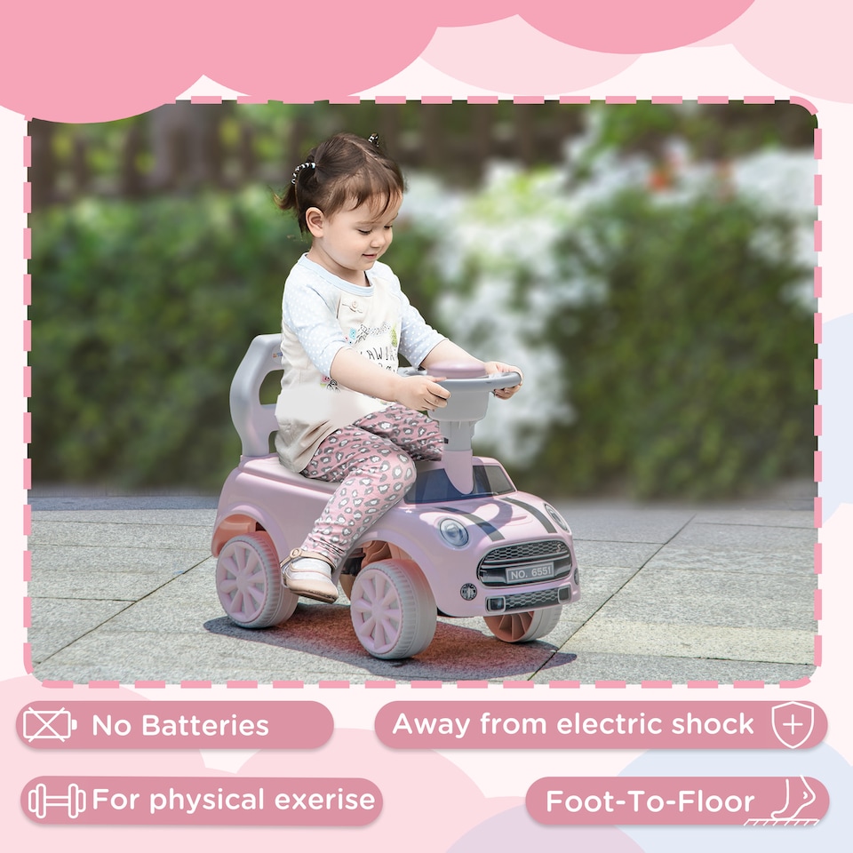 image 1 of AIYAPLAY Ride On Car Foot To Floor Sliding Car Push Along Car with Air Horn, Anti-Over-Backwards Design, for Toddler from 18 to 36 Months - Pink