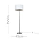 image 2 of ValueLights Charlie Black Floor Lamp Black Velvet Gold Shade & Bulb White
