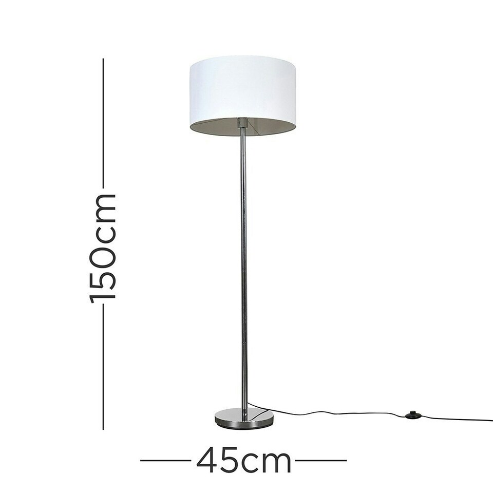 image 1 of ValueLights Charlie Black Floor Lamp Black Velvet Gold Shade & Bulb White