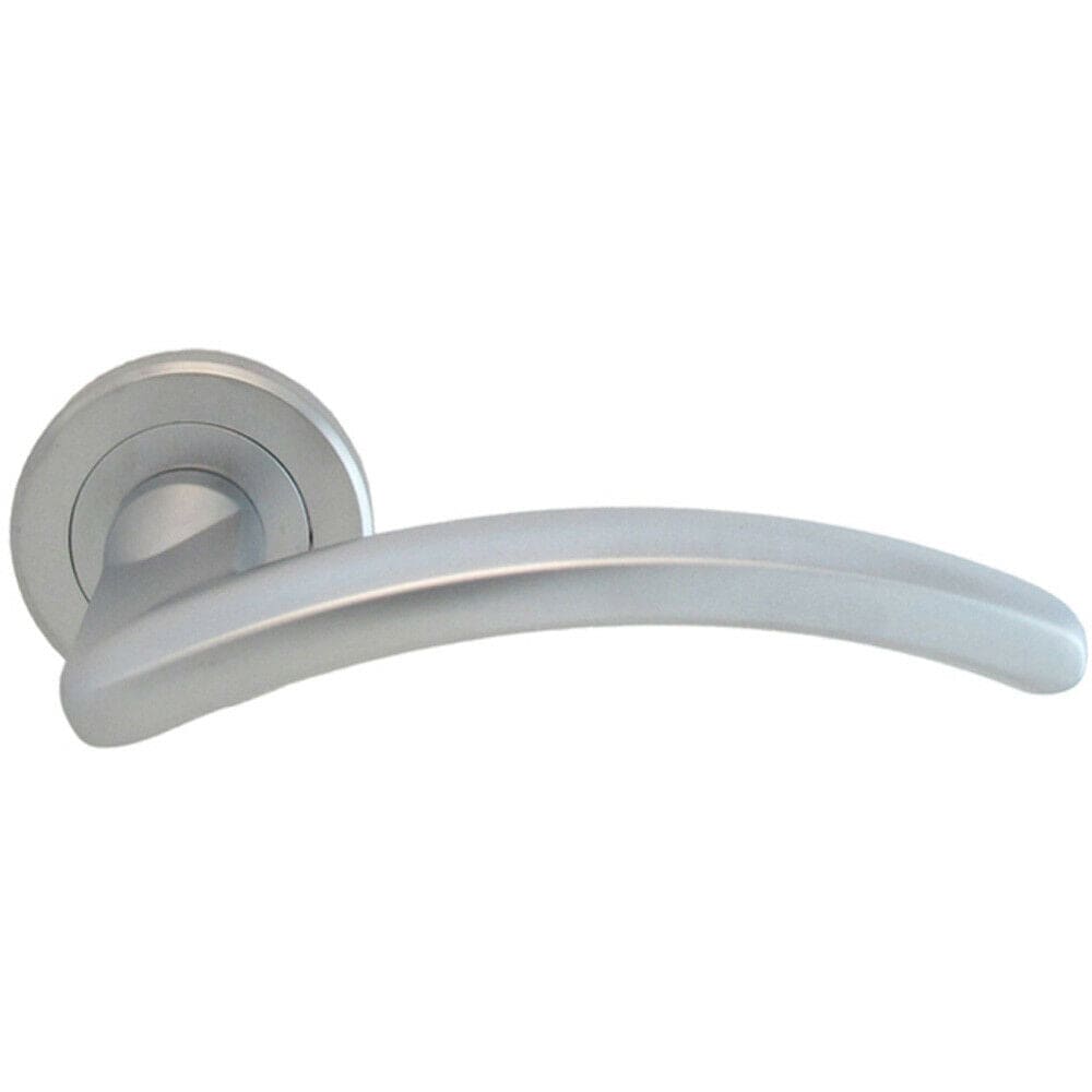 Loops PAIR Oval Shape Arched Bar Handle on Round Rose Concealed Fix Satin Chrome