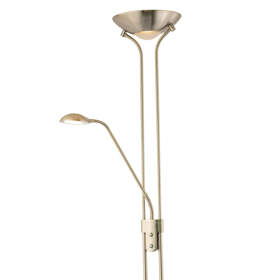 image 1 of LED Mother and Child Floor Lamp in Satin Nickel with Rotary Dimmer Switches | Silver | Satin Nickel | 1