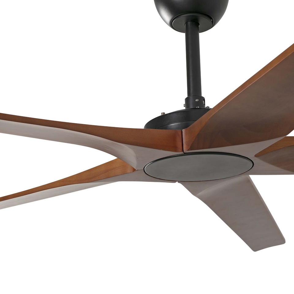 image 1 of Bigwood XL 5 Blade Ceiling Fan Matt Black, Walnut Tuya Smart System