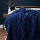 image 2 of BHS Cable Knit Throw with Sherpa Backing, Navy