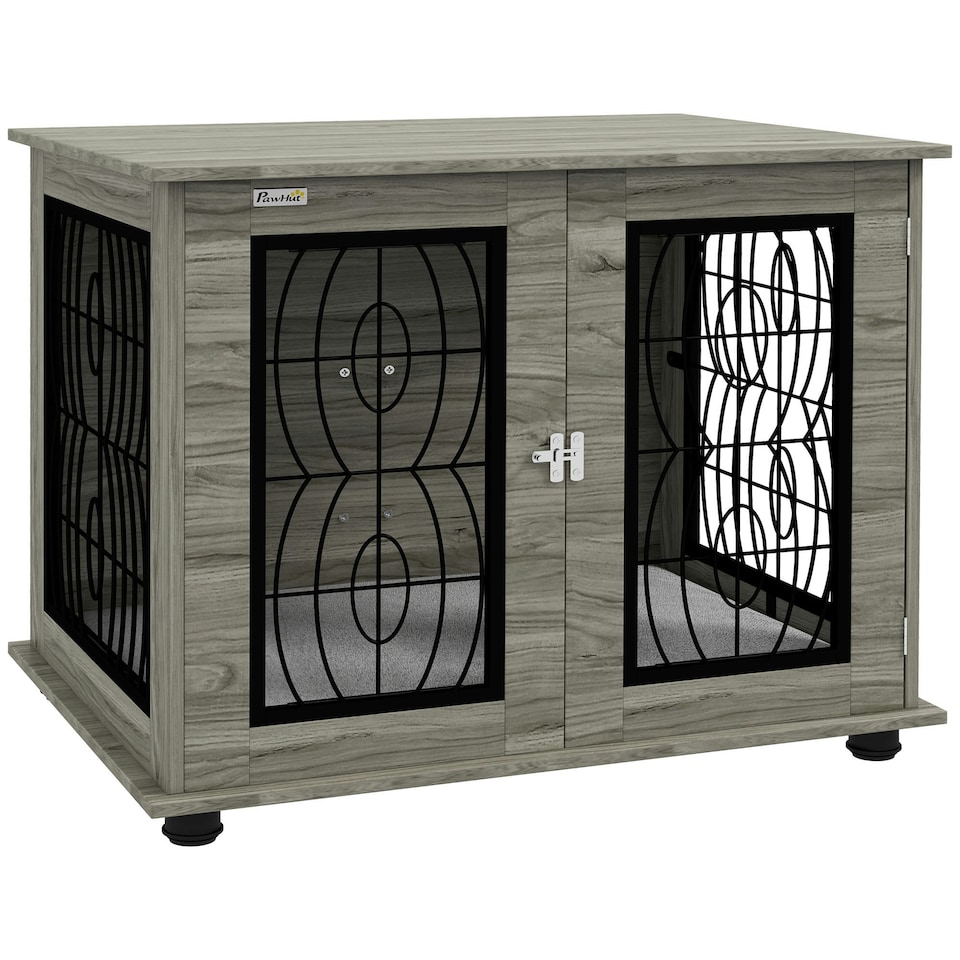 image 1 of PawHut Dog Crate Furniture, End Table for Medium Dogs w/ Cushion