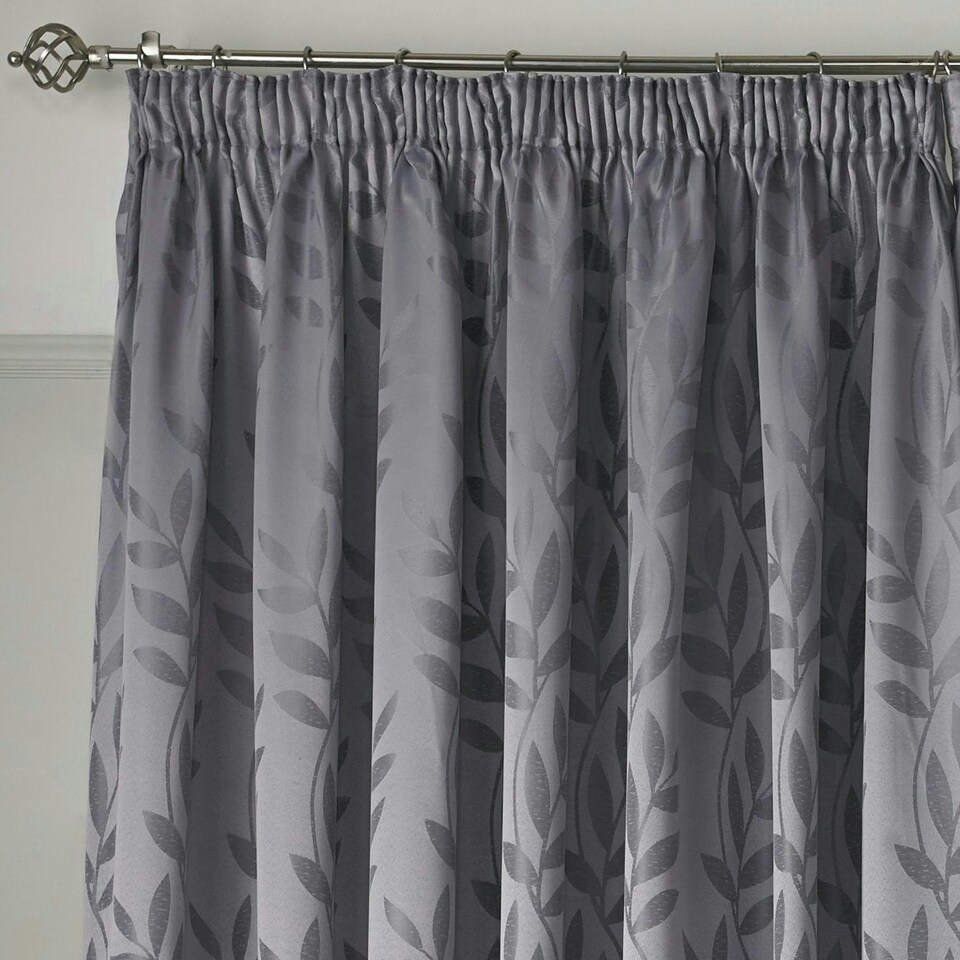 image 1 of Voli Pencil Pleat Taped Top Lined Curtains - 229cm x 274cm - Silver
