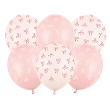 Pink & Cream Bows Latex Balloons 30cm / 12 in - Pack of 6 | Pink