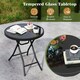 image 6 of COSTWAY Folding Glass Table Portable Patio Coffee Table Black