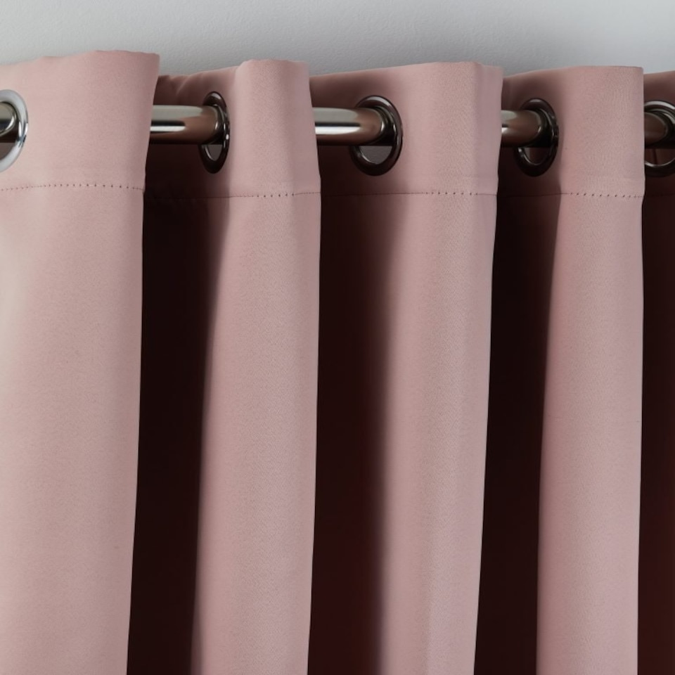 image 1 of Woven Thermal Blackout Eyelet Curtains Pink 168cm x 137cm | Pink | Pink