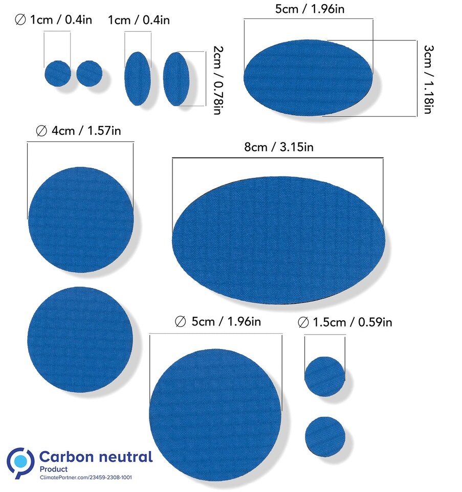 image 1 of aZengear Repair Patches for Jackets, Tent, Shoe, Gear - Waterproof, Self-Adhesive, Tear-Cold-Heat-Resistant (11 Pieces, Blue)