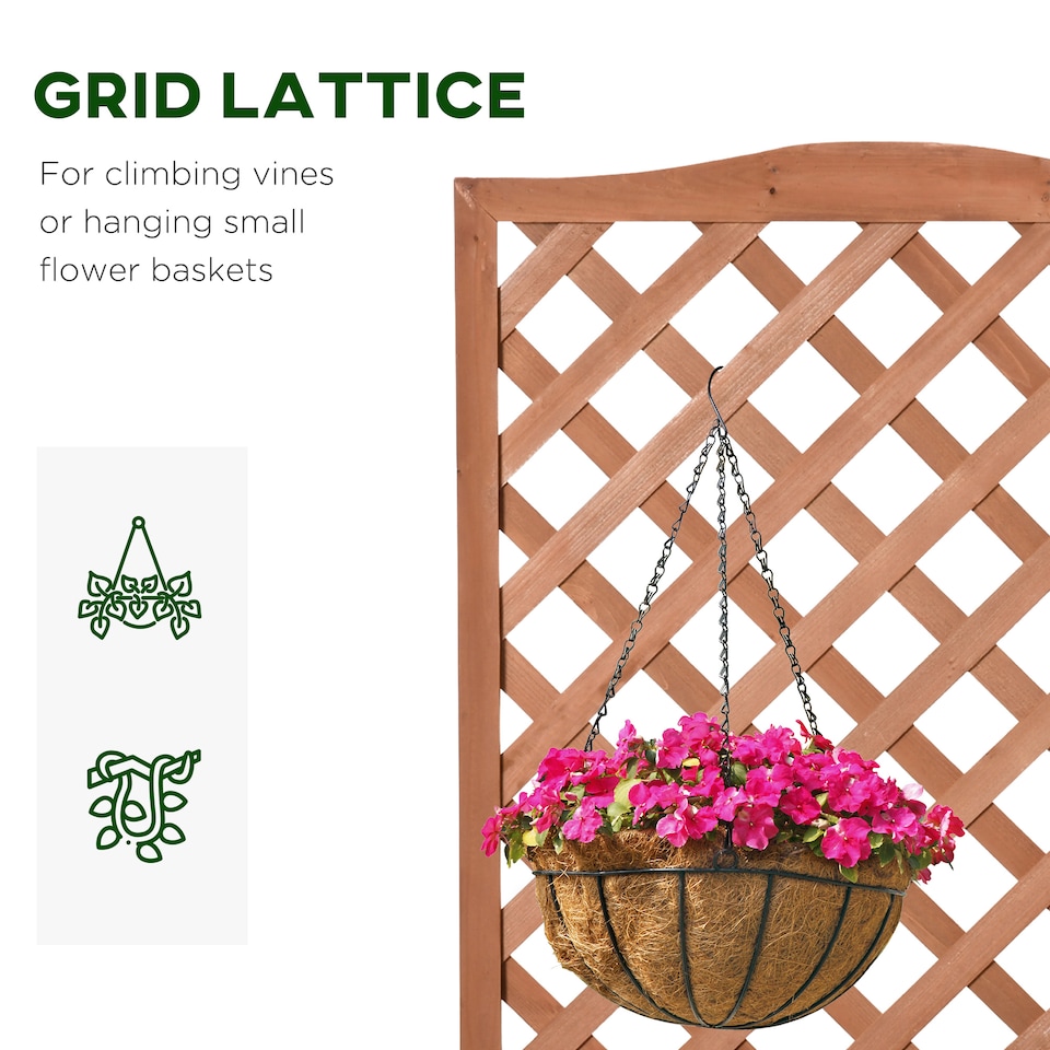 image 1 of Outsunny Garden Wooden Planter Box with Trellis Flower Raised Bed Brown | Brown | Brown