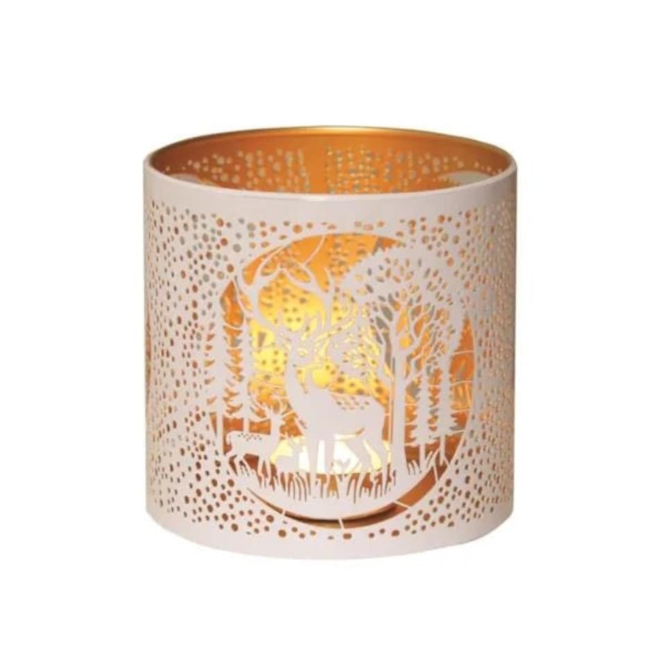image 1 of Aroma Multi Functional Tealight Wax Melt Burner 10.5cm White Deer Family White