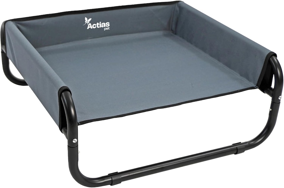 image 1 of Actiaspet Elevated Dog Bed Steel Frame Raised Pet Cot Black or Grey (Grey, Small)