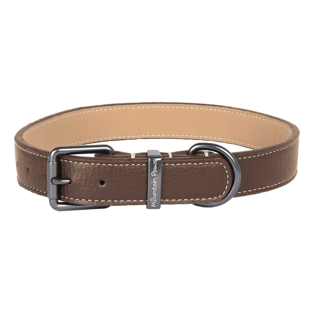 Mountain Paws Brown Leather Dog Collar Brown M