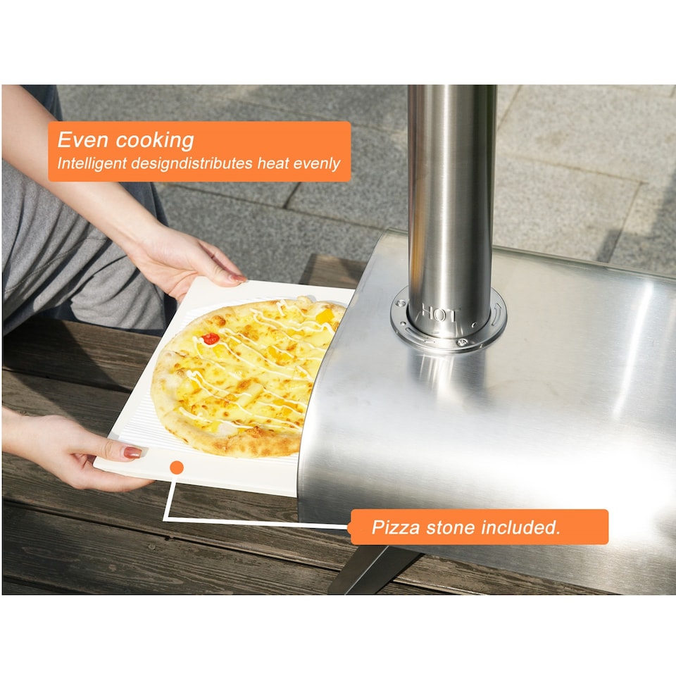 image 1 of Gr8 Garden Pizza Oven Portable 12 inch Wood Pellet BBQ Stainless Steel Outdoor Grill Cooker